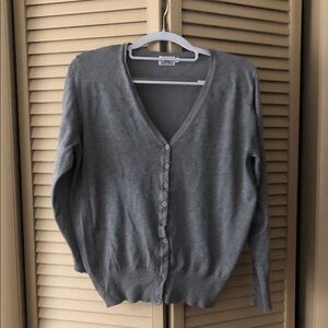 Charter Club Light Gray V-Neck Cardigan